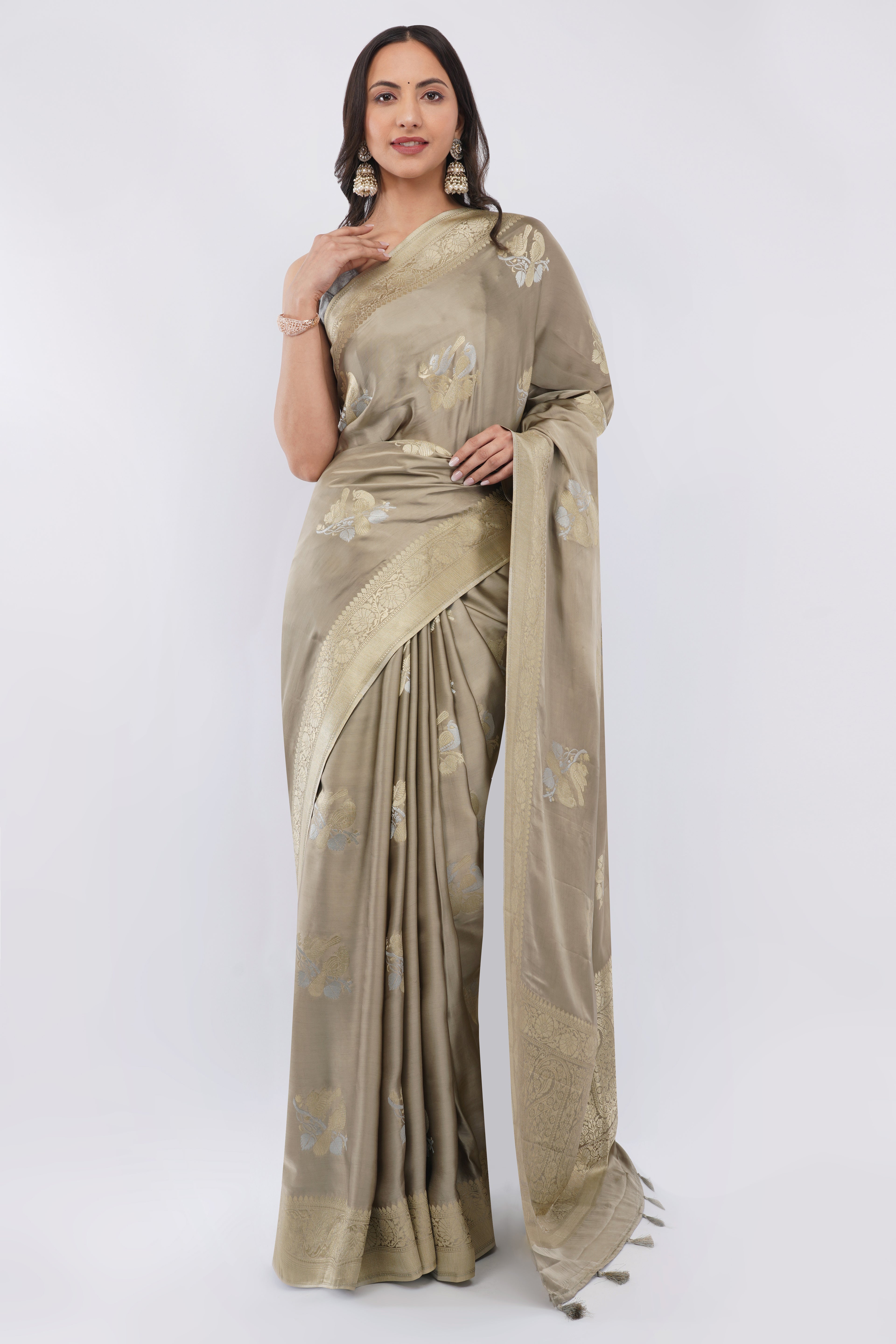 vesper silk saree with nightingale motif
