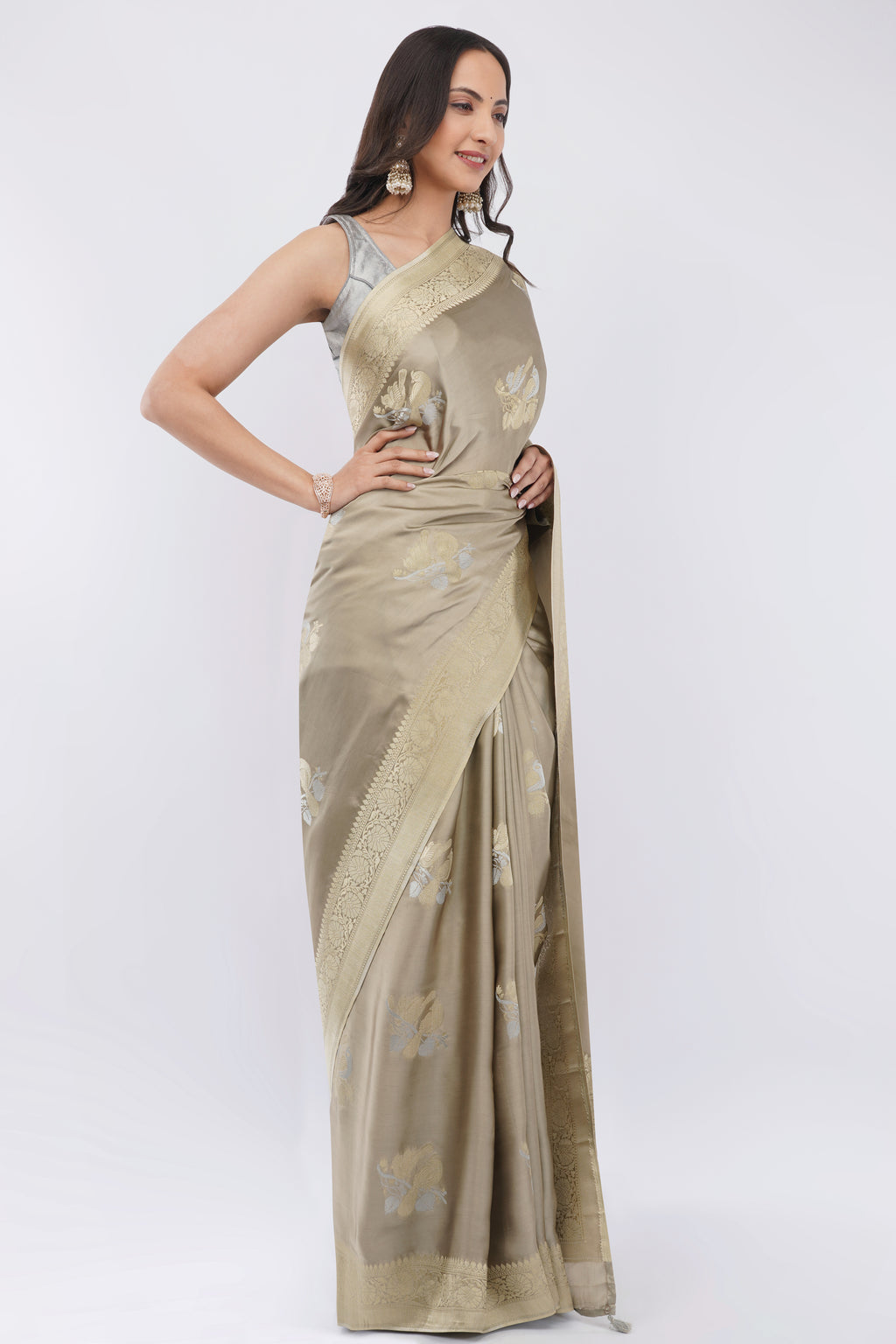 vesper silk saree with nightingale motif
