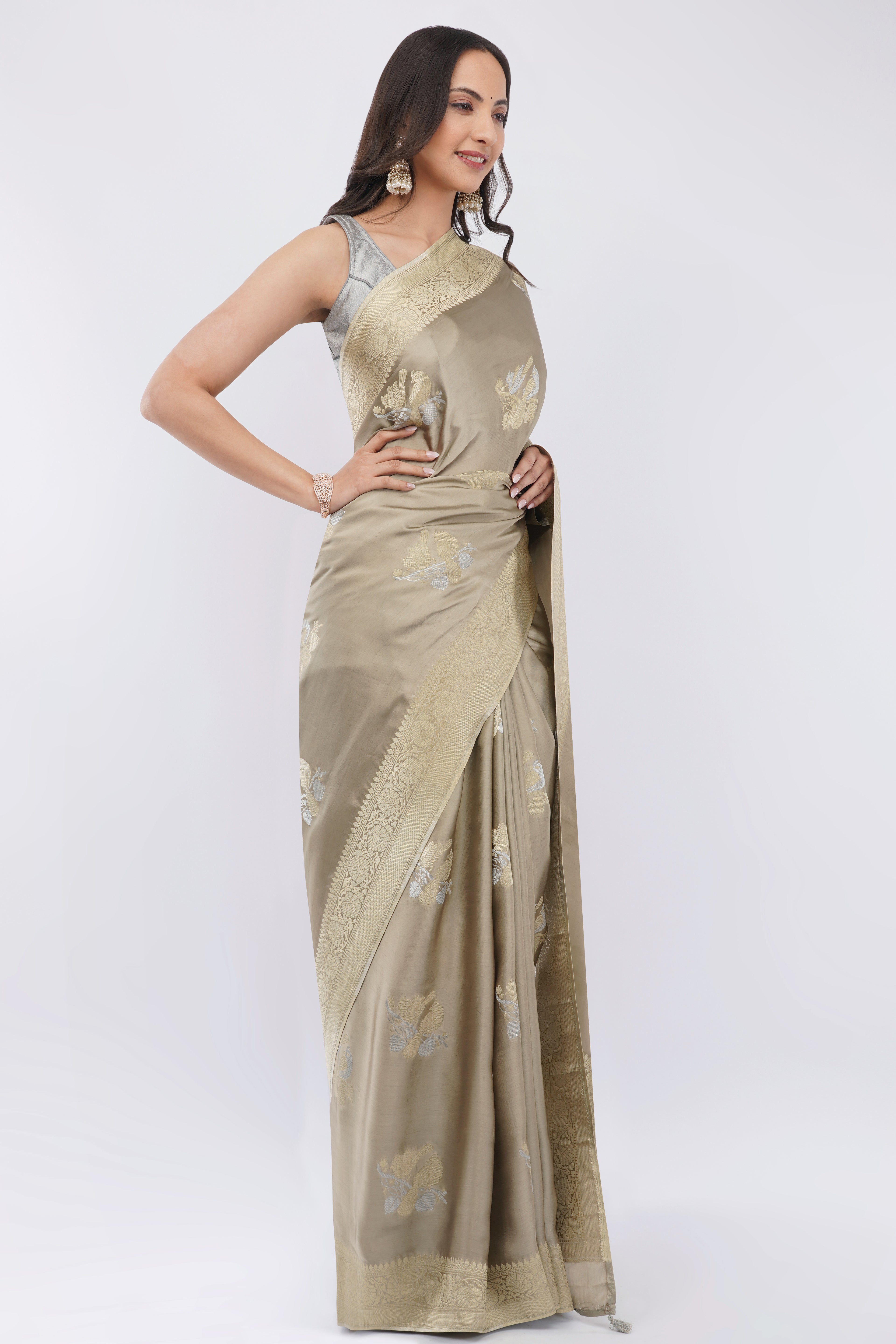 vesper silk saree with nightingale motif