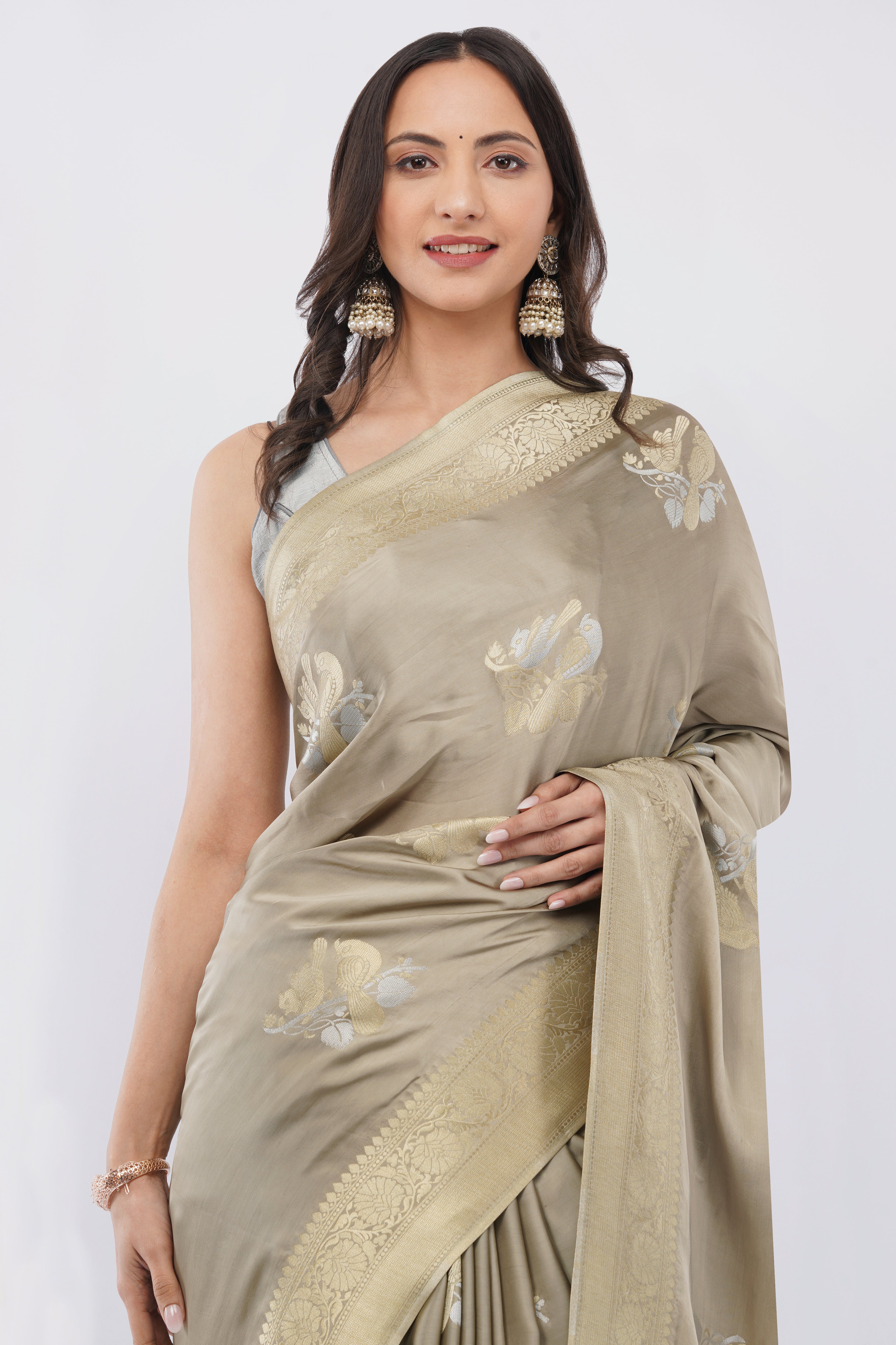 vesper silk saree with nightingale motif