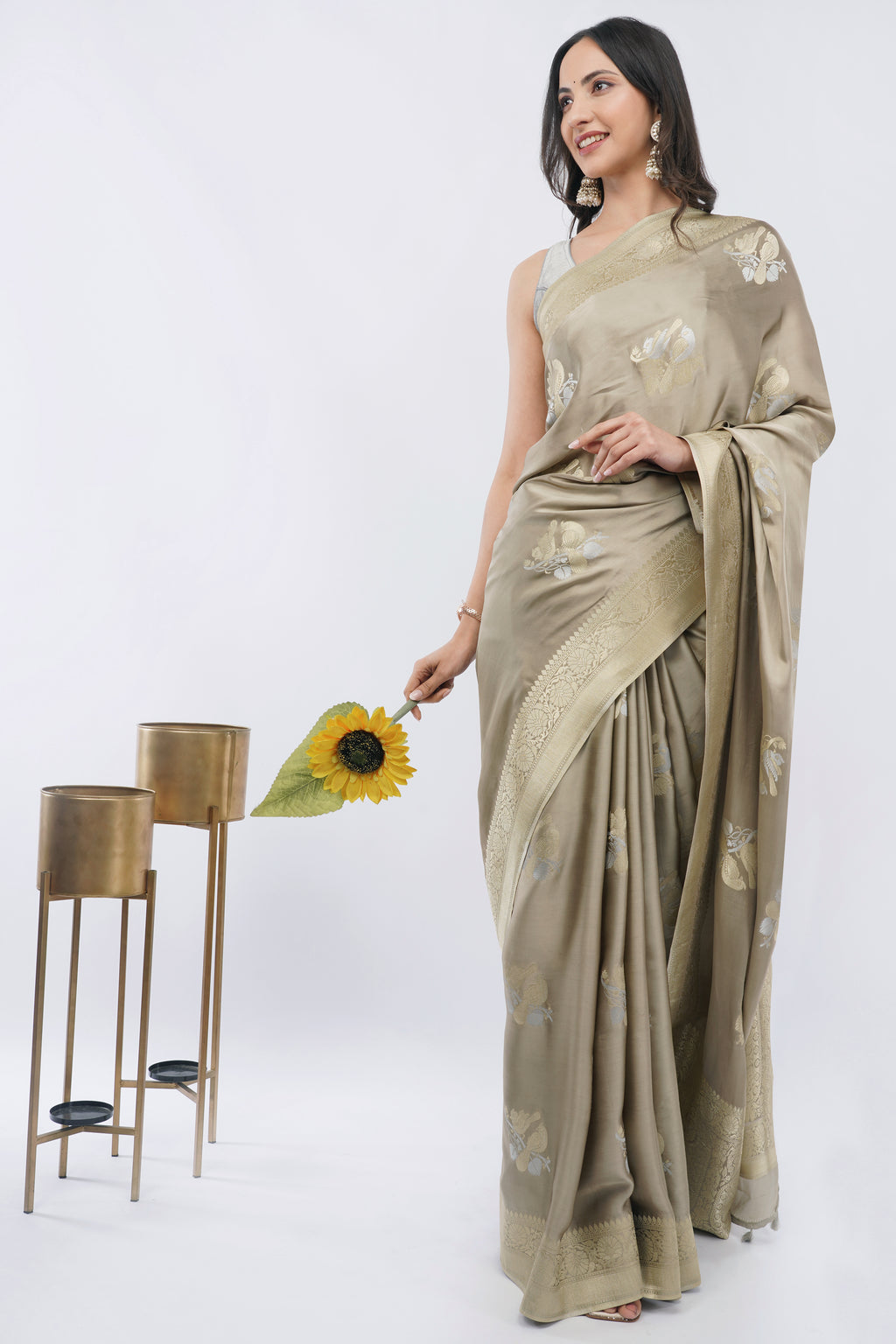 vesper silk saree with nightingale motif