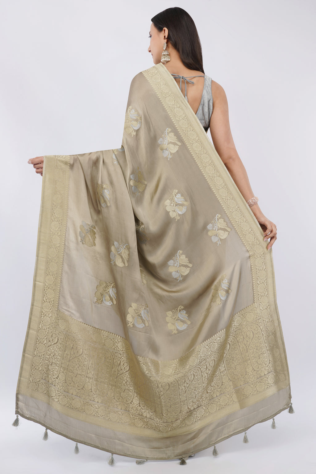 vesper silk saree with nightingale motif